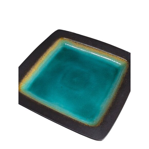 Gibson Designs Ocean Paradise Jade Square Dinner Plate 10266700 - Picture 1 of 3